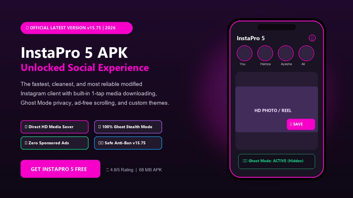 Insta Pro 2 App Interface